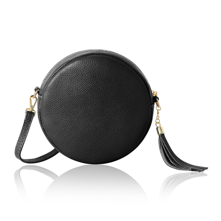 Black Round Leather Bag - Lulu