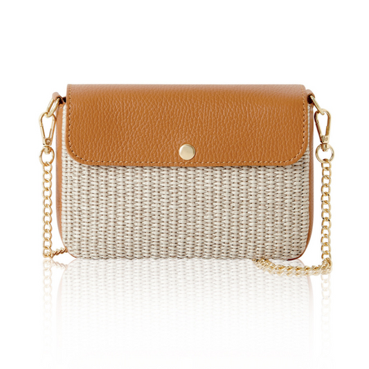 Light Sand Raffia & Leather Summer Bag - Peggy