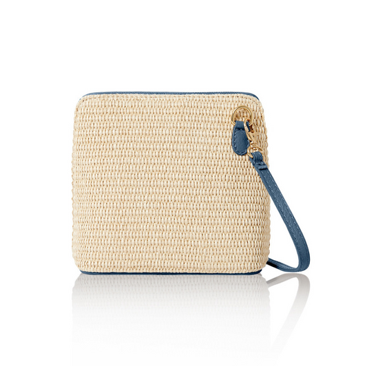Raffia Bag With Blue Strap - Riverside