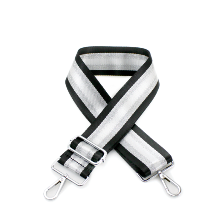 Black & Silver Stripe Bag Strap