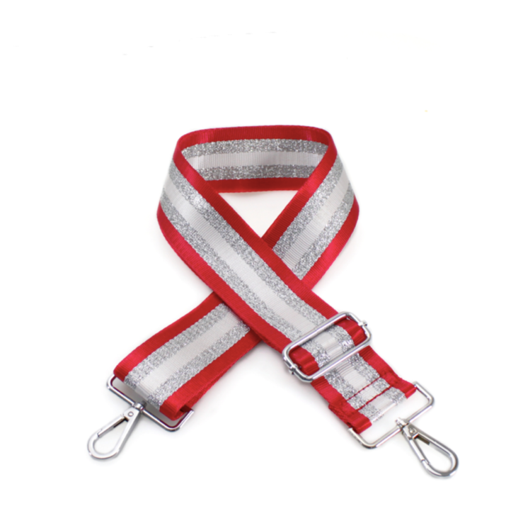 Red & Silver Stripe Bag Strap