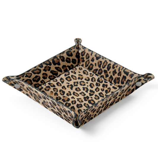 Leopard Print Leather Tidy Tray