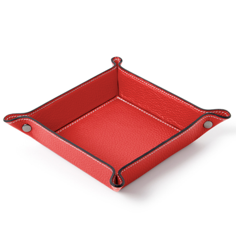 Red Leather Tidy Tray