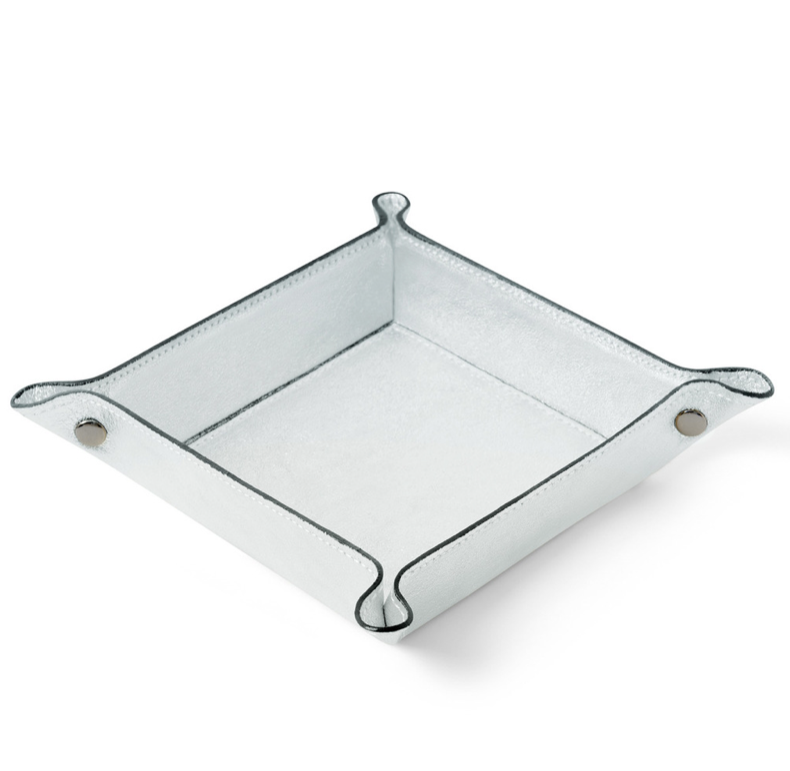 Silver Leather Tidy Tray