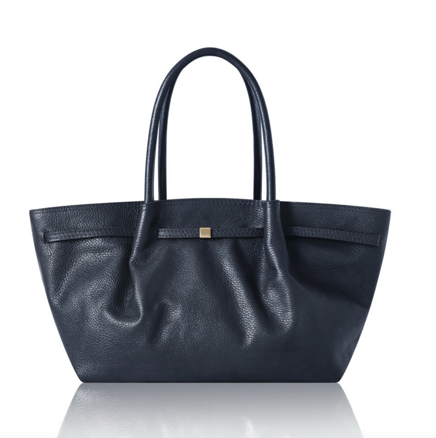 Navy Slouchy Leather Handbag - Rosaline