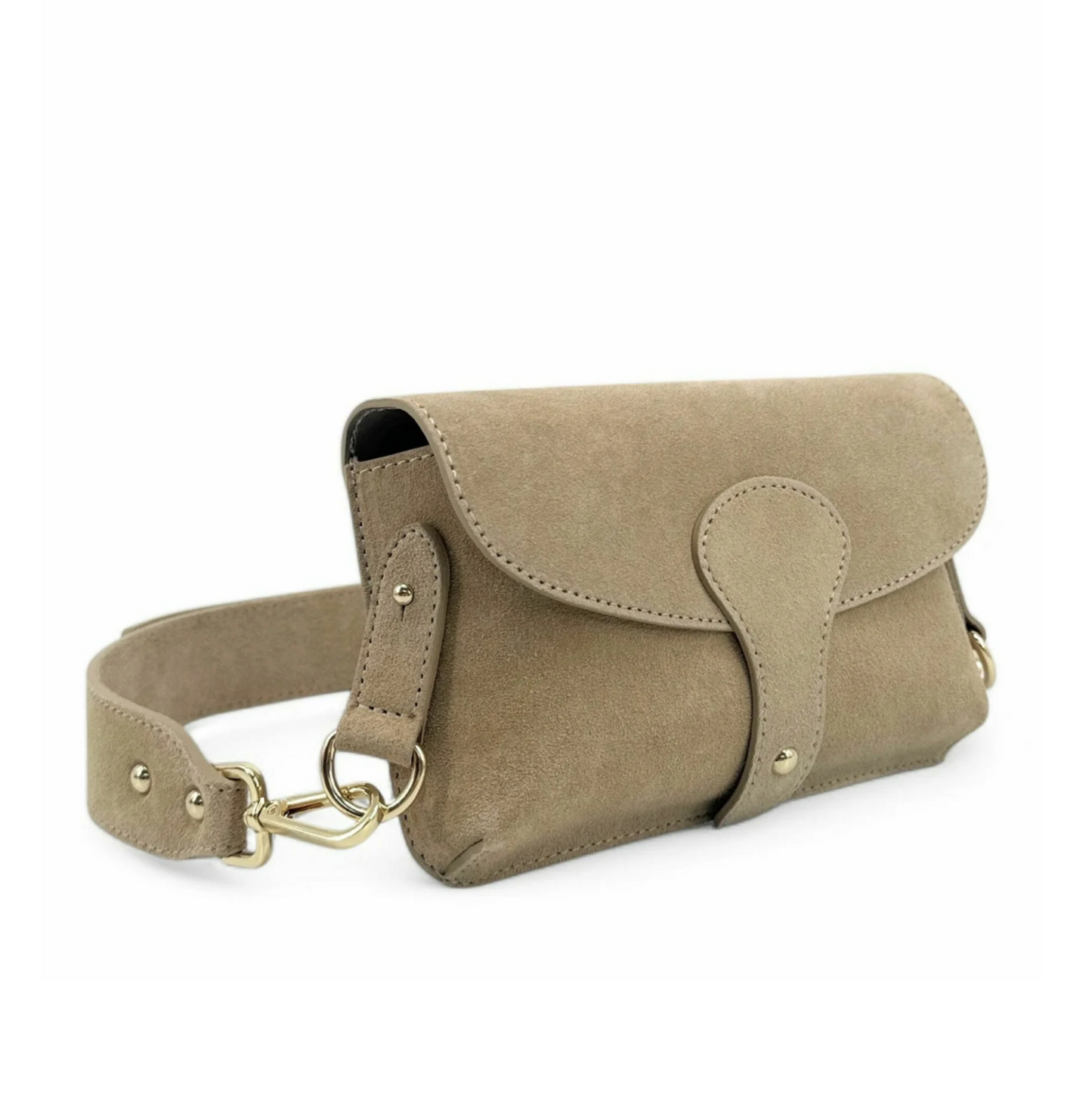 Beige Suede Compact Crossbody Bag - Vogue