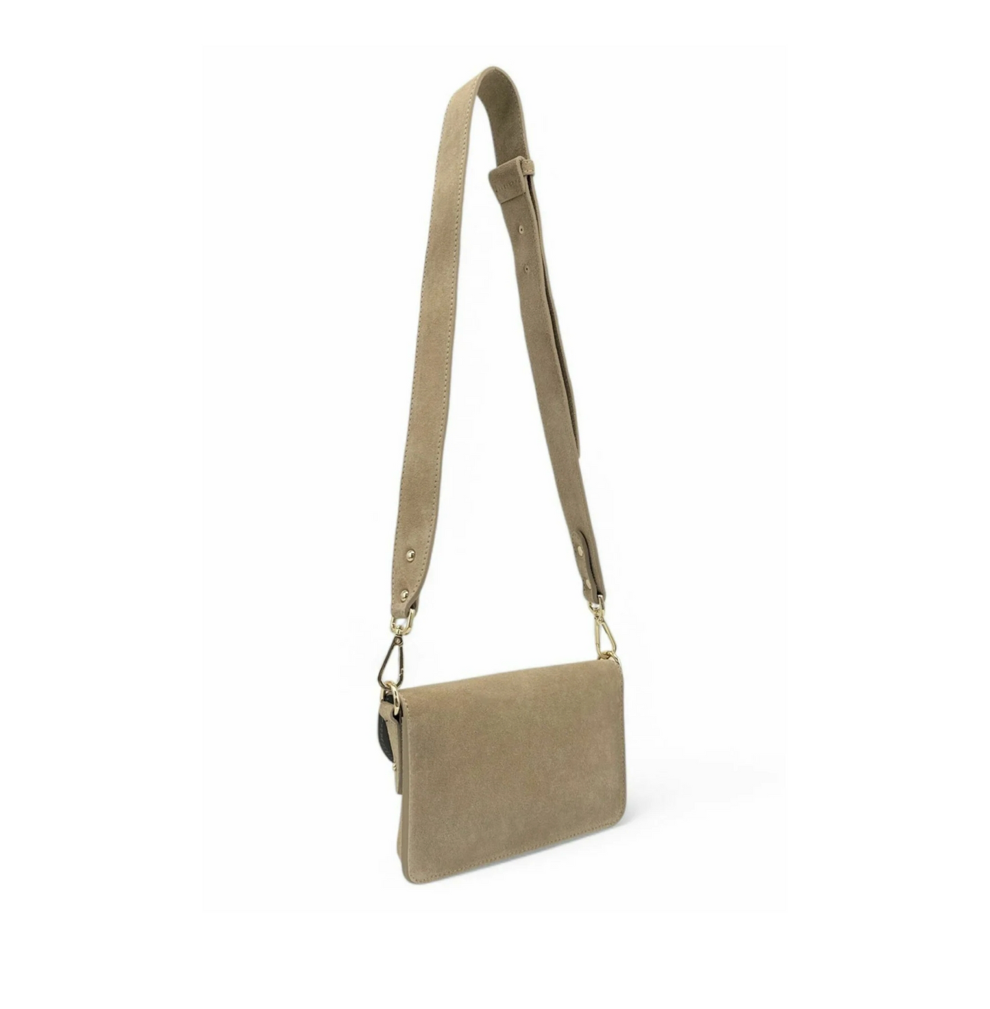 Beige Suede Compact Crossbody Bag - Vogue