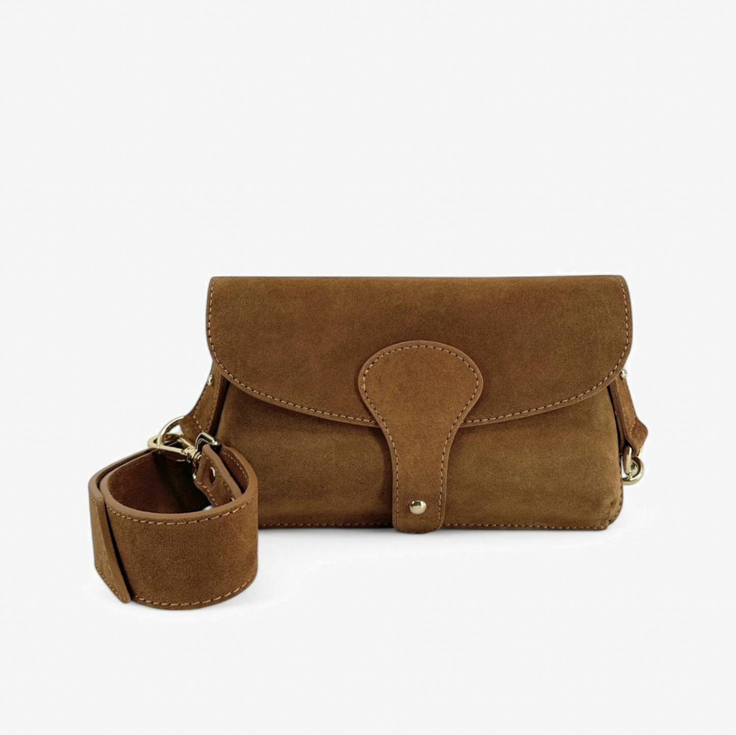 Brown Suede Compact Crossbody Bag - Vogue