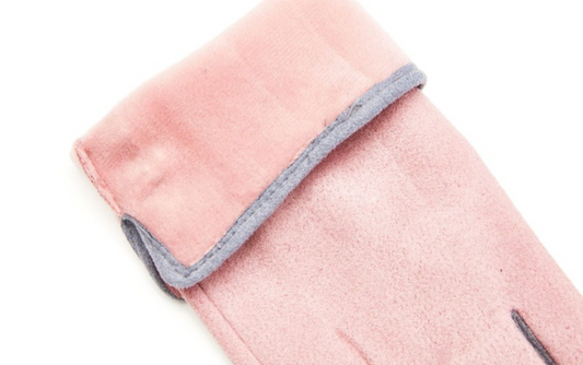 Pale Pink Faux Suede Gloves