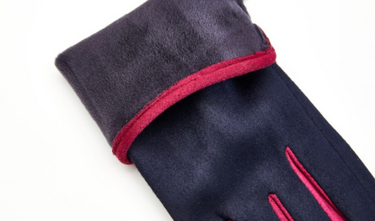 Navy Faux Suede Gloves