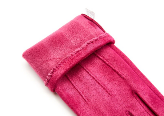 Fuchsia Pink Faux Suede Gloves