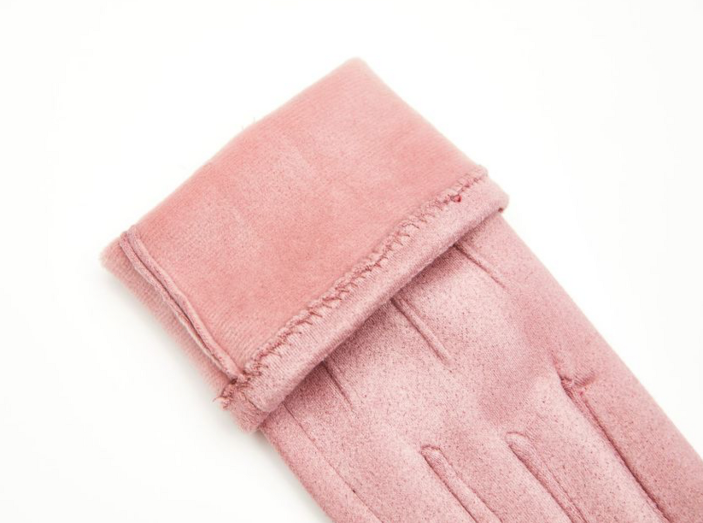 Pale Pink Faux Suede Gloves