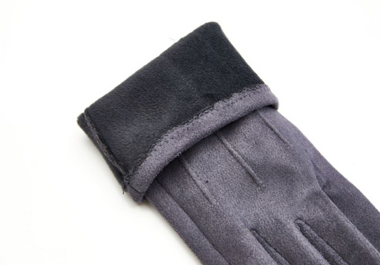 Grey Faux Suede Gloves
