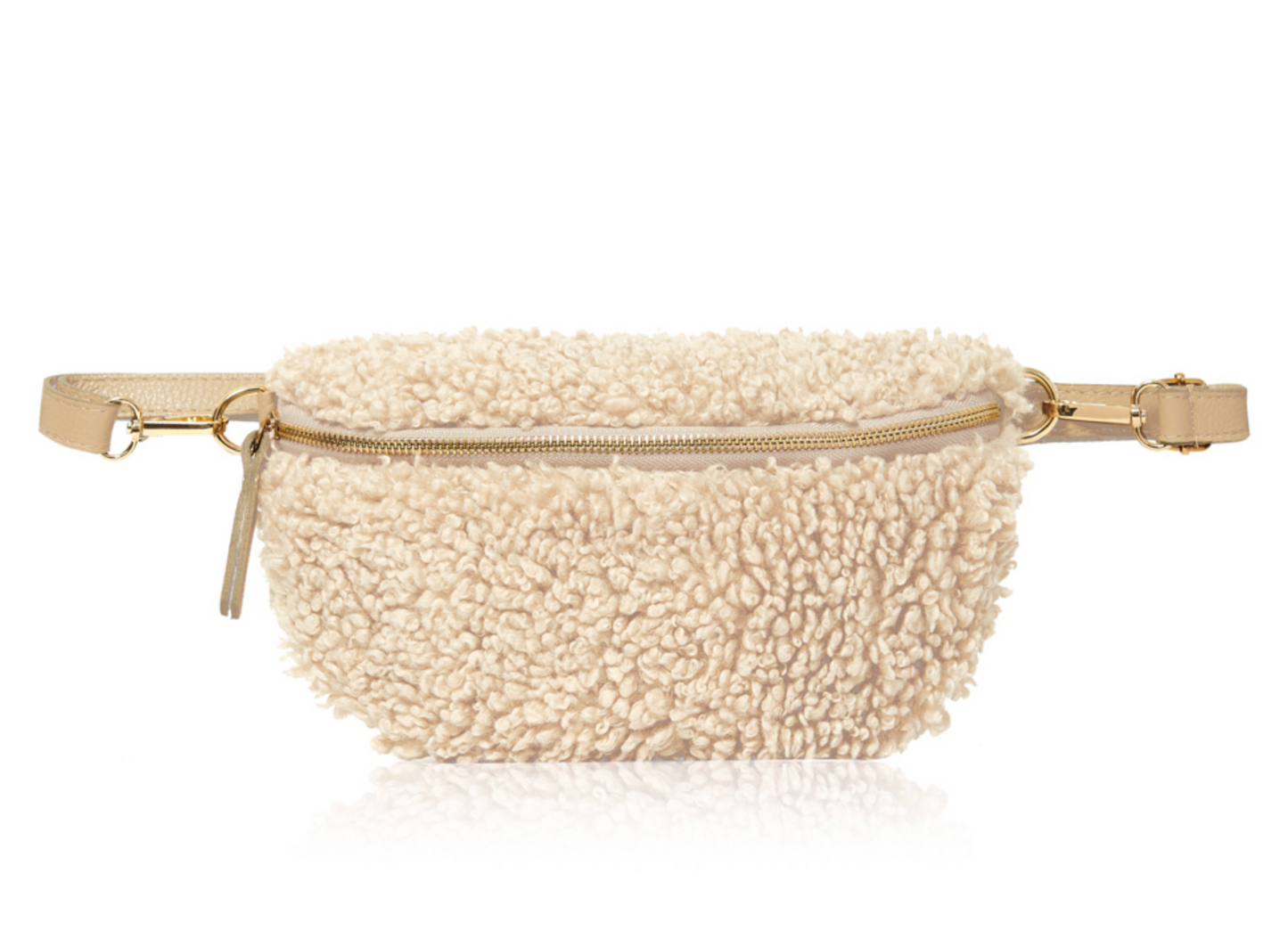 Cream Faux ShearlIng & Leather Bum Bag - Cici