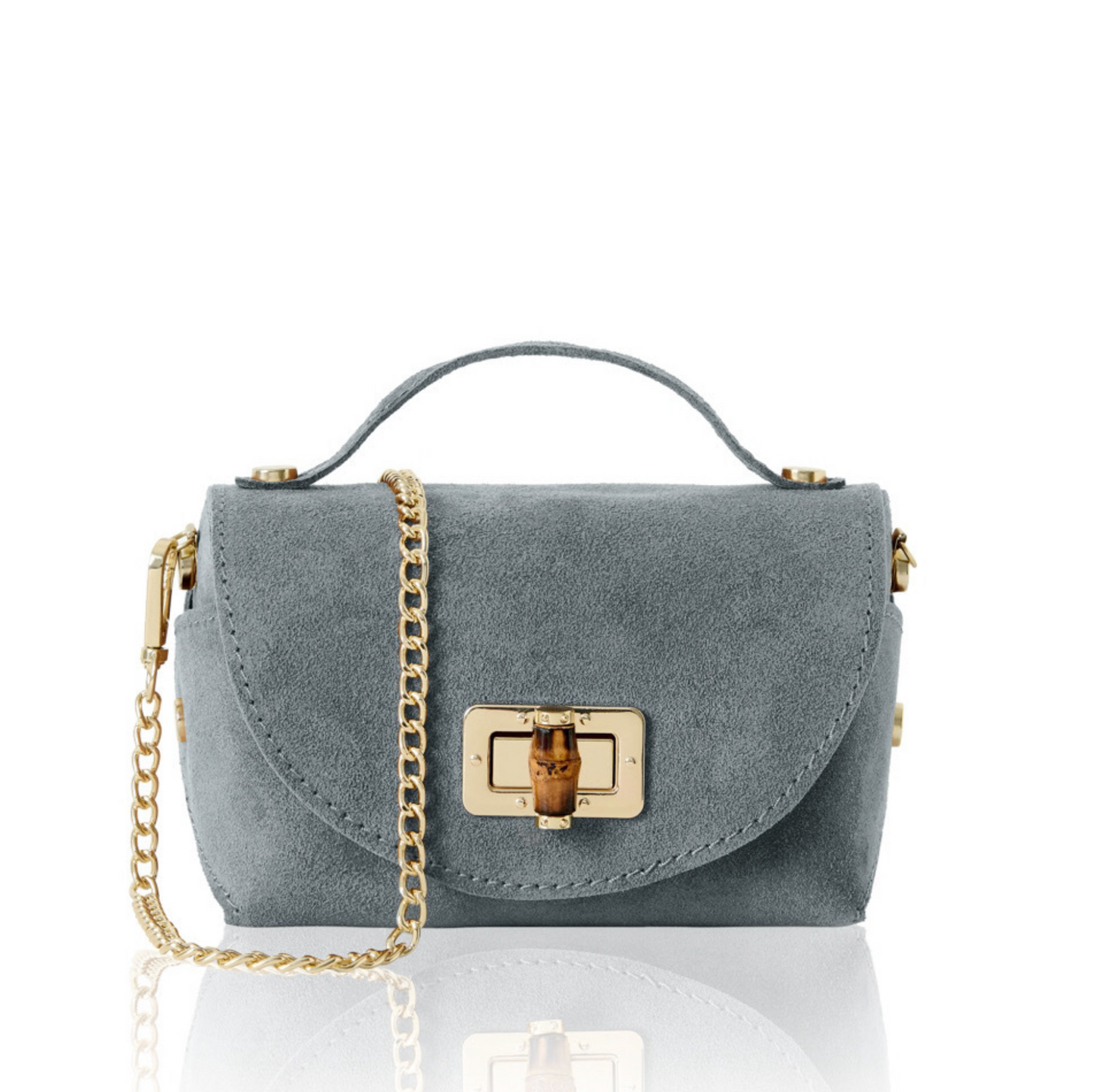 Grey Suede Twist Lock Mini Bag - Miller