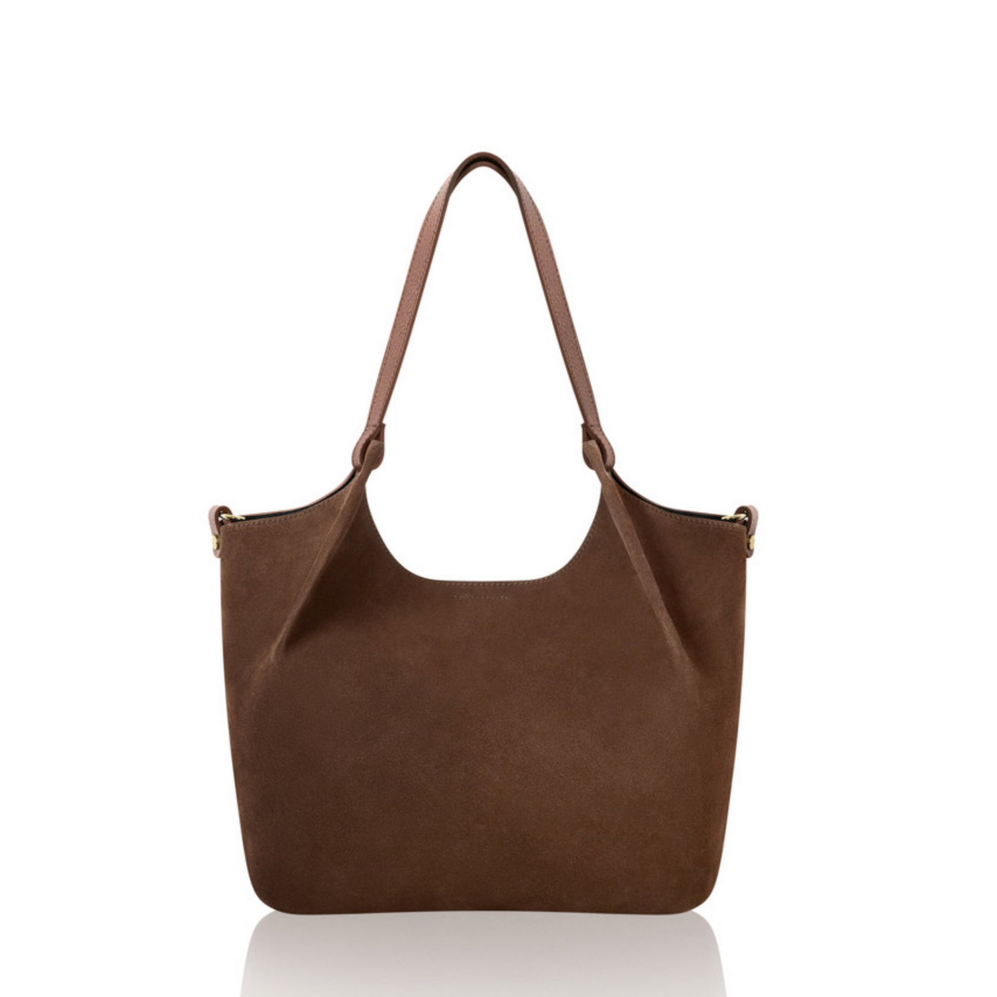 Large Light Brown Suede Shoulder Bag With Pouch - Winchester