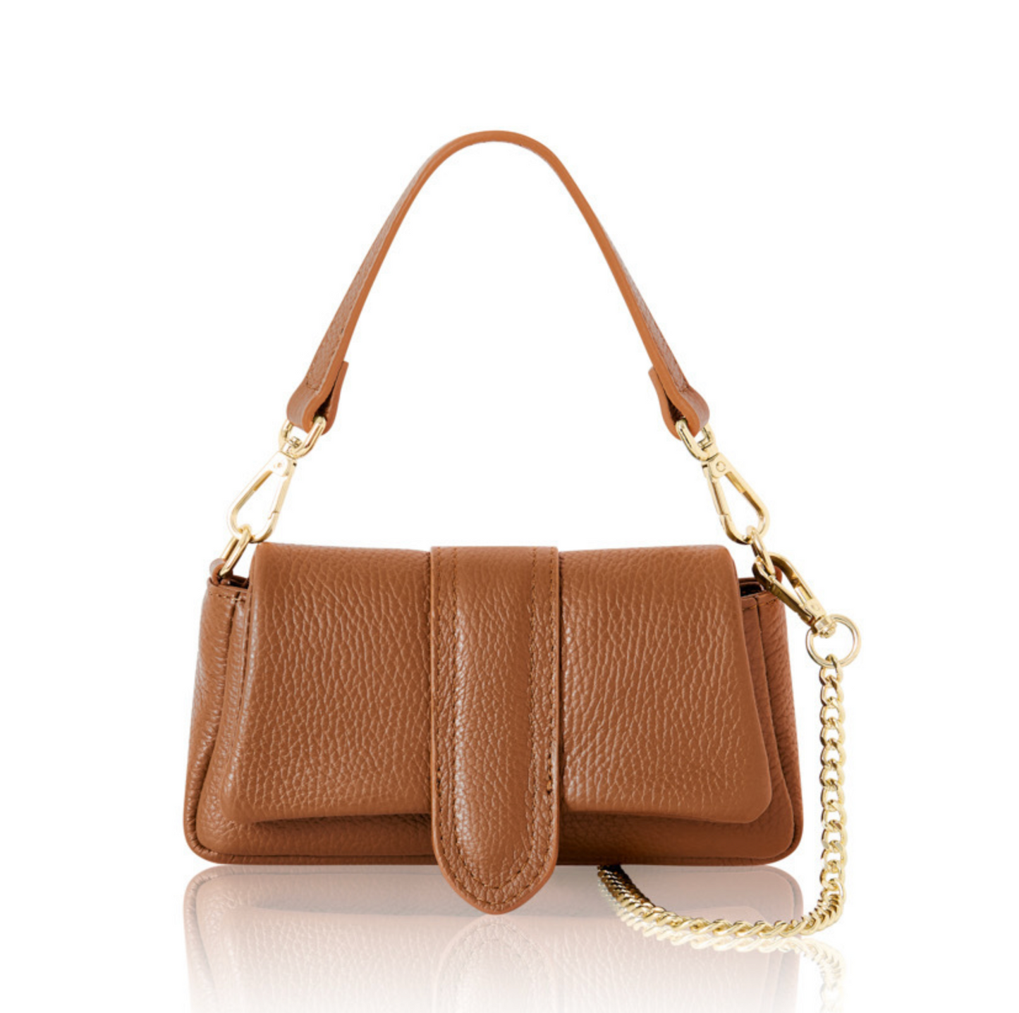 Tan Leather Occasion Bag With Chain Handle - Hilda
