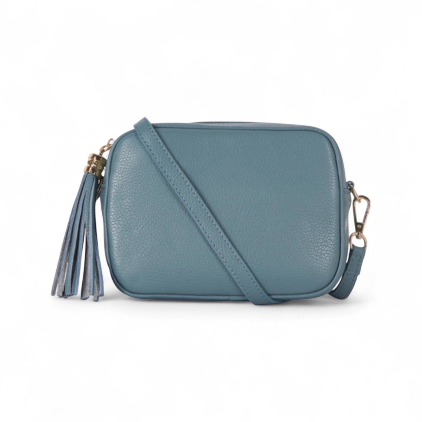 Goblin-Umhängetasche aus blauem Leder mit Quaste – Darcy