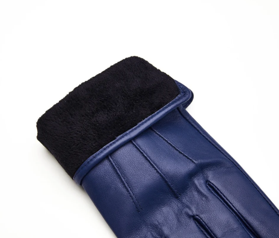 Deep Blue Leather Gloves