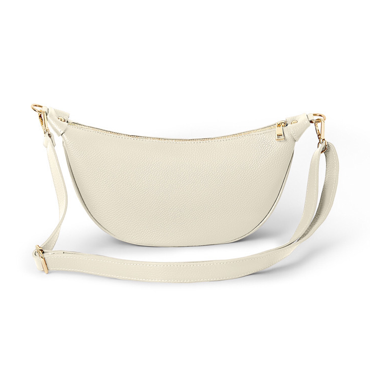 Cream Leather Moon Bag - Brooke STUDIO TEW