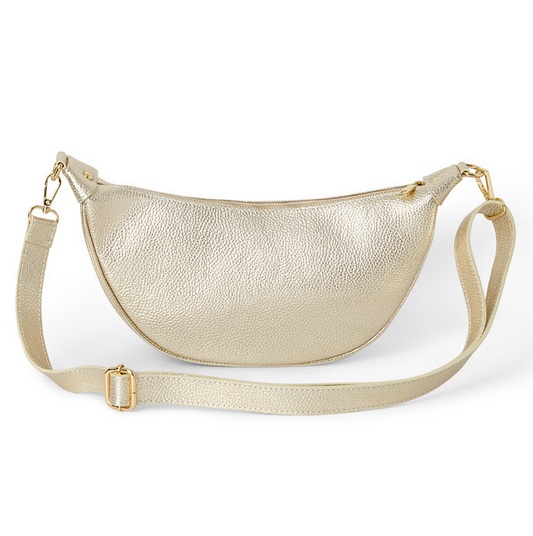 Gold Leather Moon Bag - Brooke STUDIO TEW