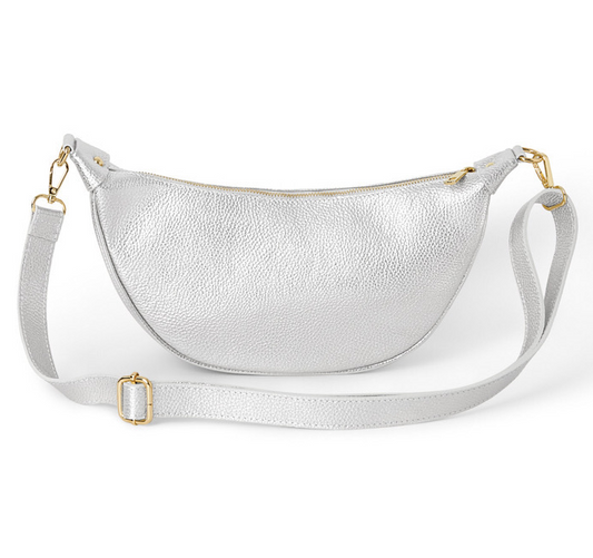 Silver Leather Moon Bag - Brooke STUDIO TEW
