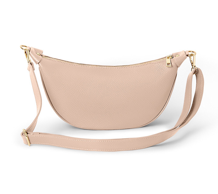 Nude Pink Leather Moon Bag - Brooke STUDIO TEW