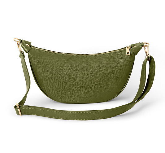 Olive Leather Moon Bag - Brooke STUDIO TEW