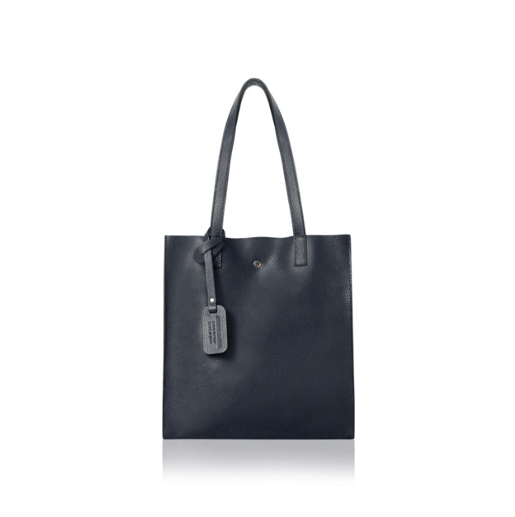 Navy Leather Tote Bag - Arya STUDIO TEW