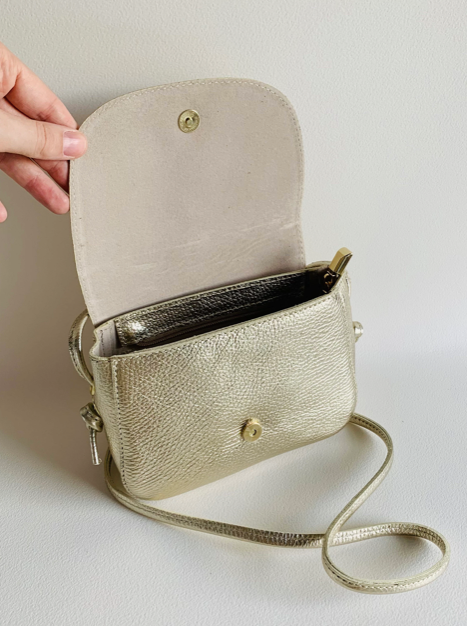 Small Gold Bag With Knot Detail - Isla STUDIO TEW