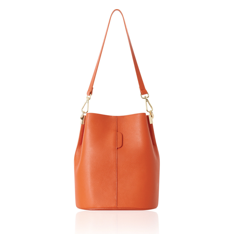 Orange Leather Bucket Bag - Sagrada