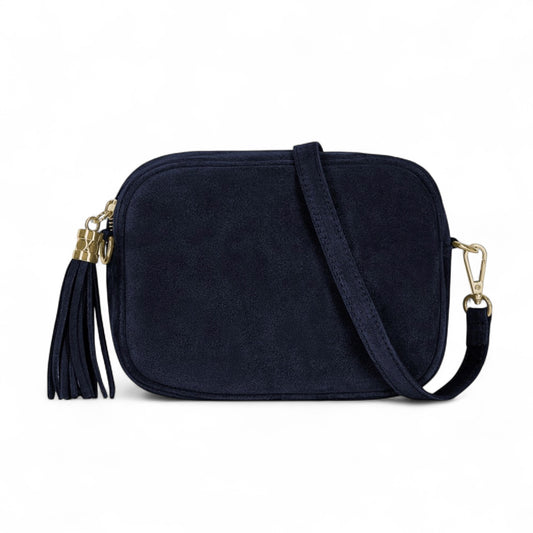 Sac bandoulière en daim bleu marine