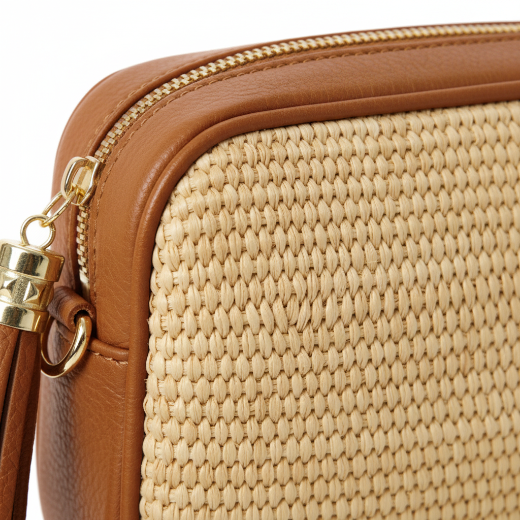 Close-up texture detail - Dark Tan Saskia bag