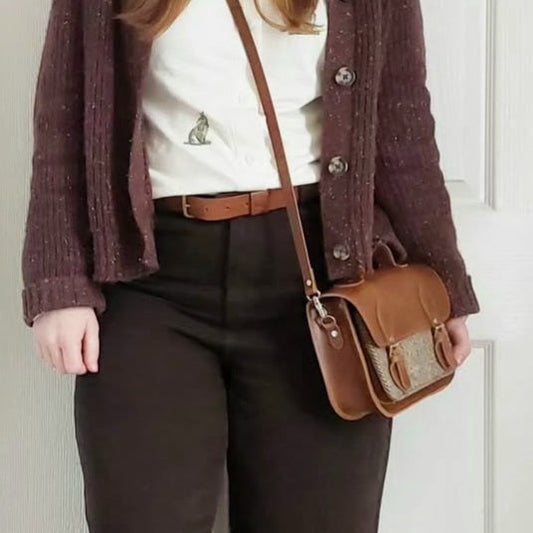 Midi Tannery & Tweed Satchel - Tan - STUDIO TEW