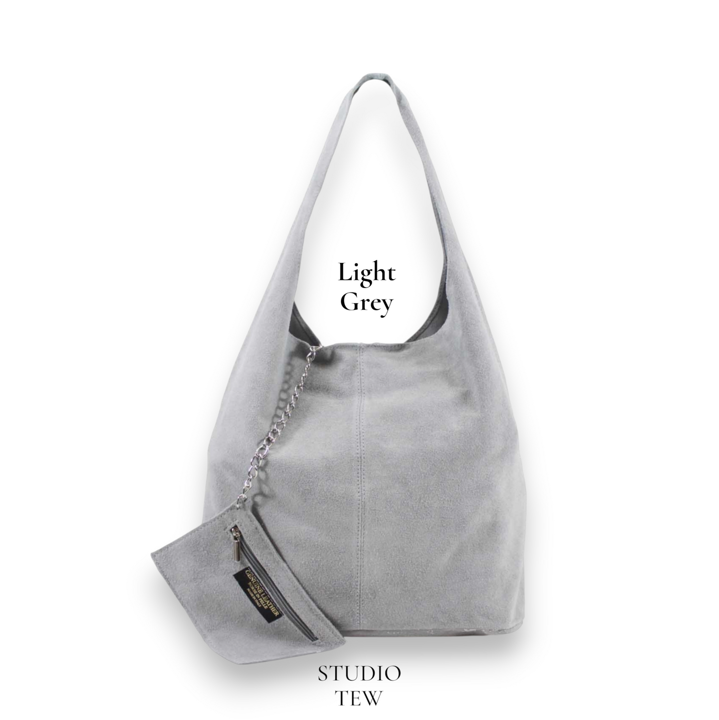Light Grey Suede Oversized Shoulder Bag - Charlie