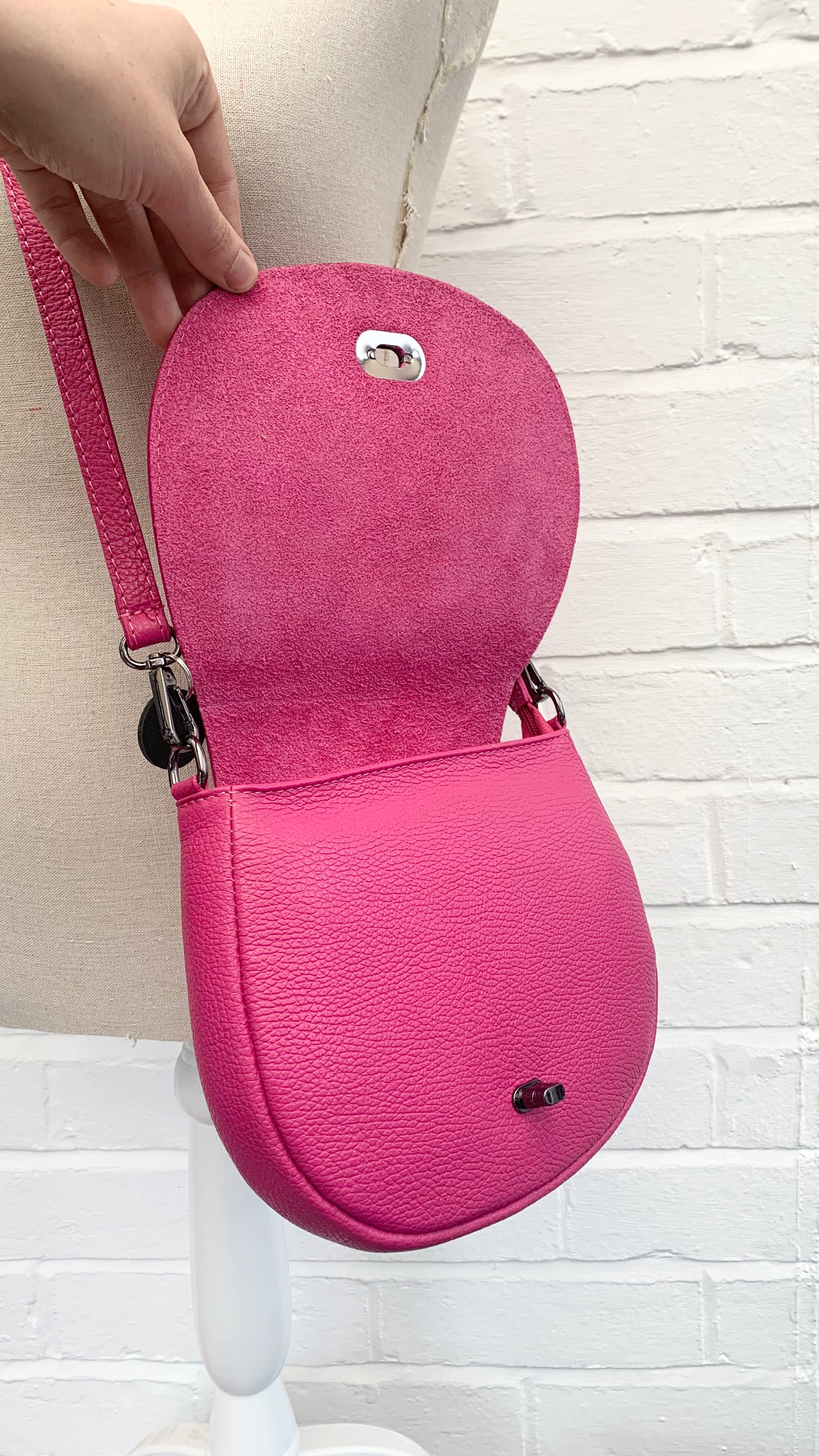 Fuchsia Leather Satchel Bag STUDIO TEW