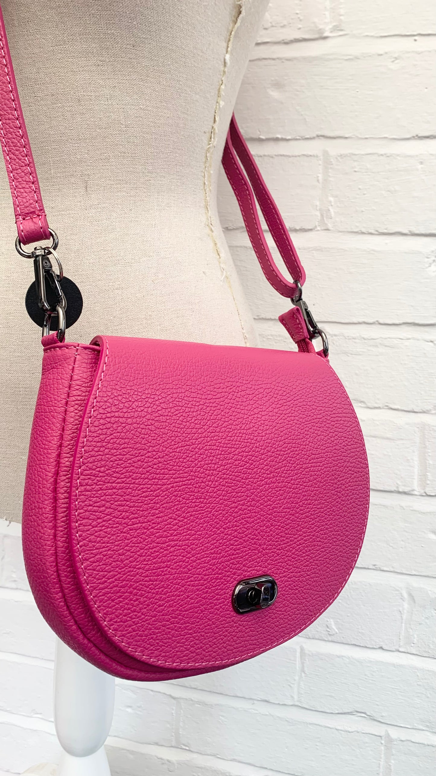 Fuchsia Leather Satchel Bag STUDIO TEW