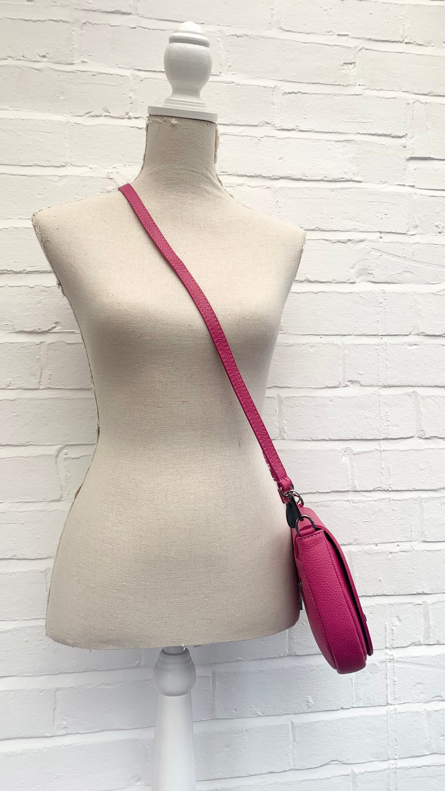 Fuchsia Leather Satchel Bag STUDIO TEW
