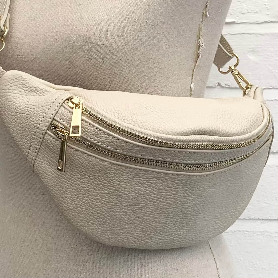 Beige Leather Bag - Cecilia STUDIO TEW