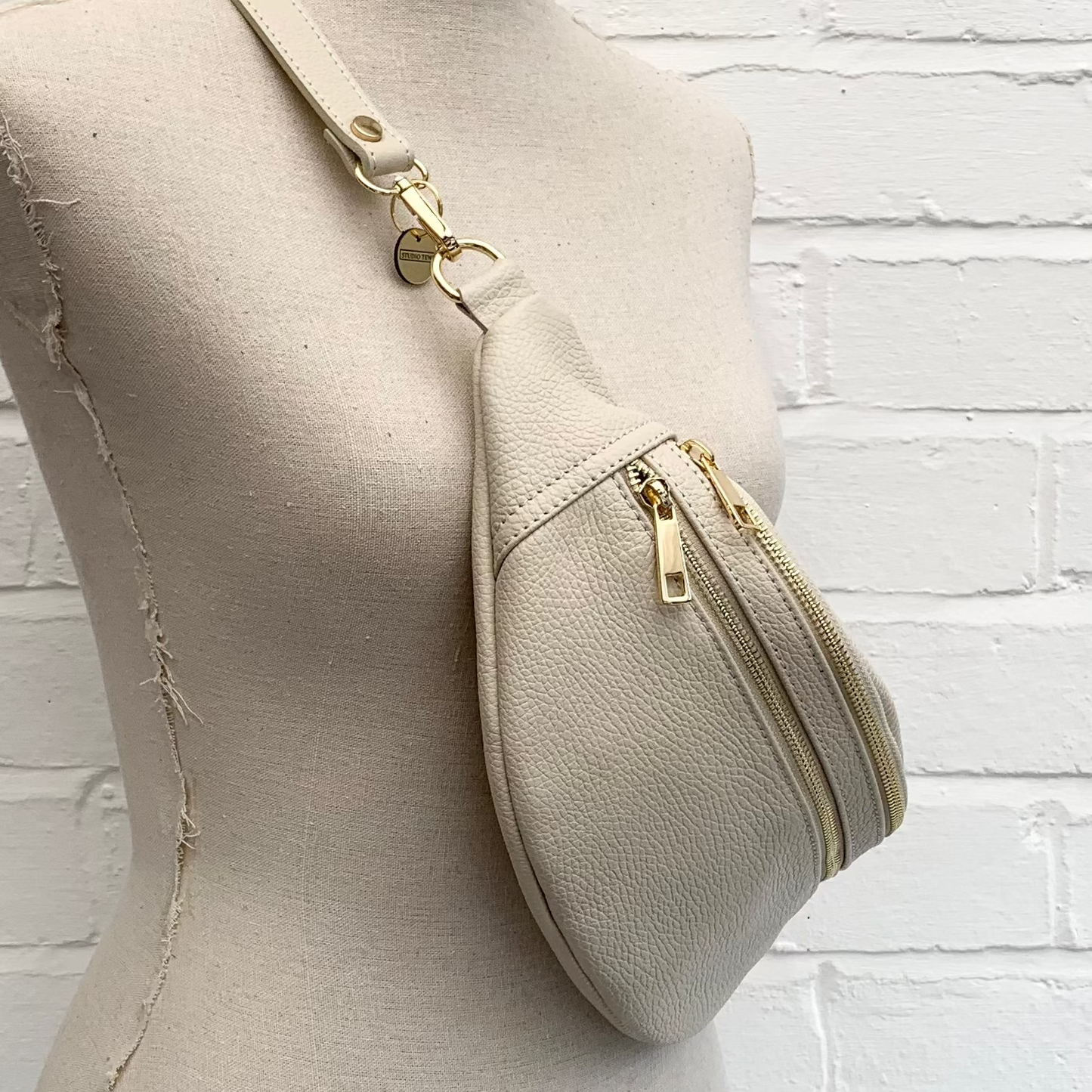 Beige Leather Bag - Cecilia STUDIO TEW