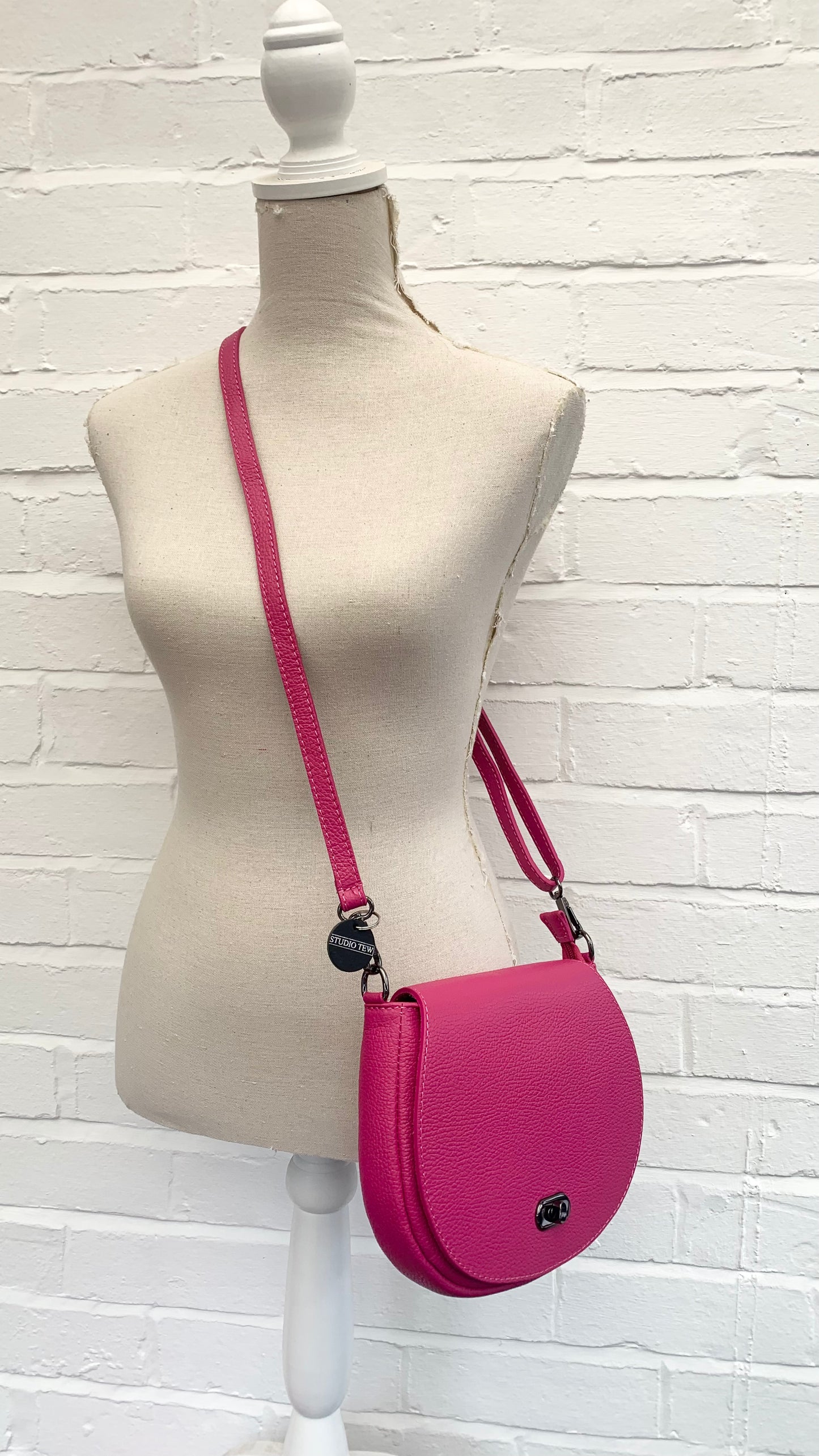 Fuchsia Leather Satchel Bag STUDIO TEW