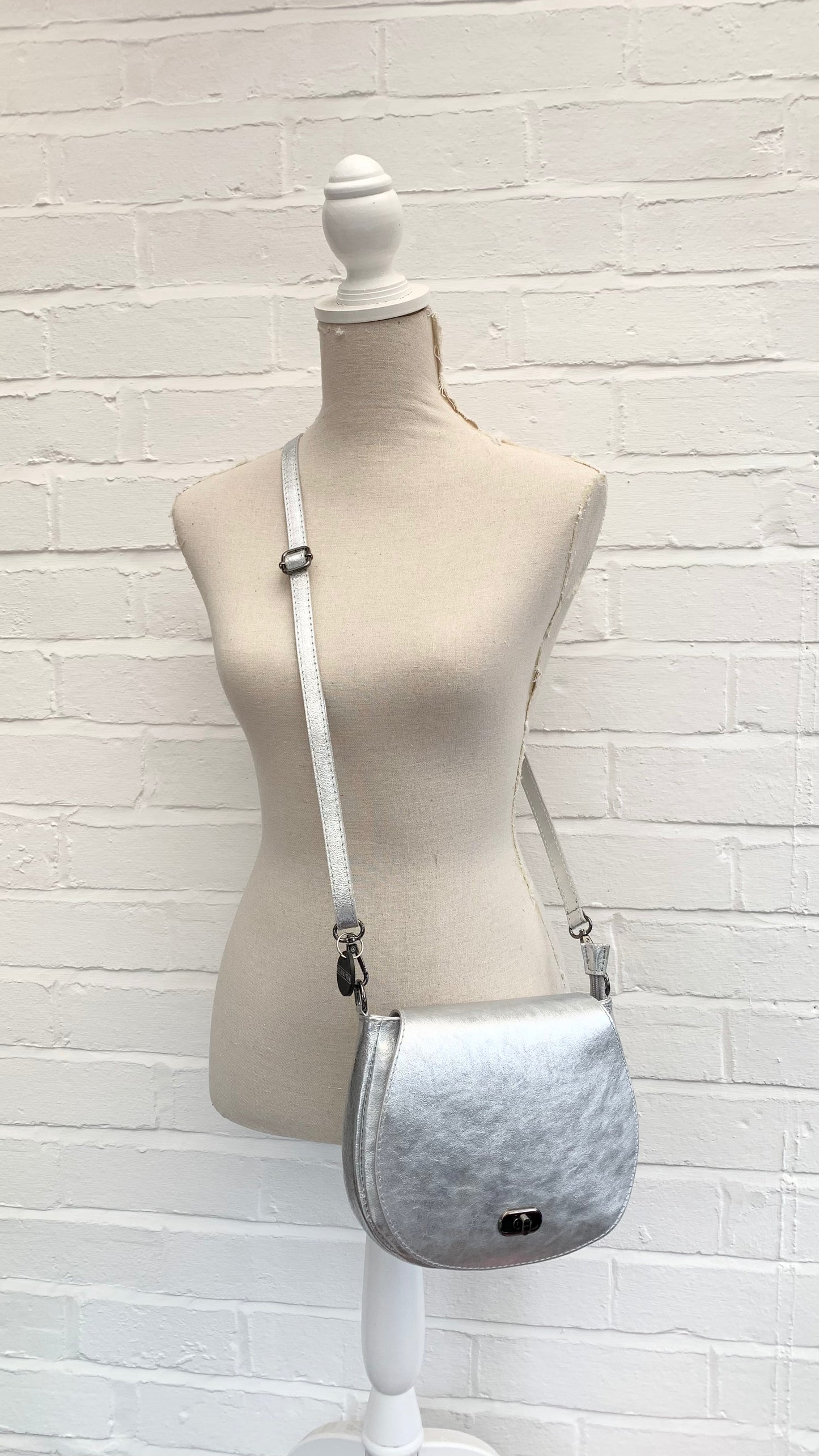 Silver Leather Satchel Bag STUDIO TEW