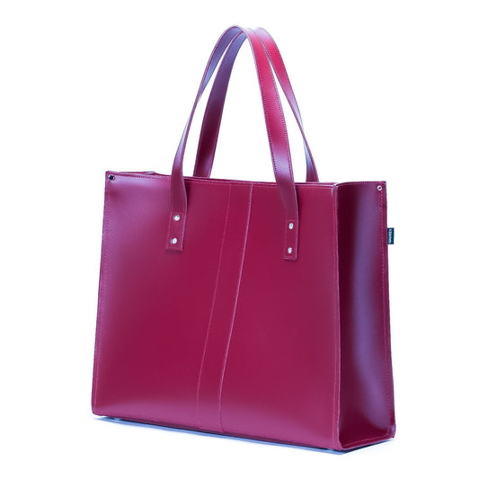 Handmade Leather Shopper - Magenta - STUDIO TEW