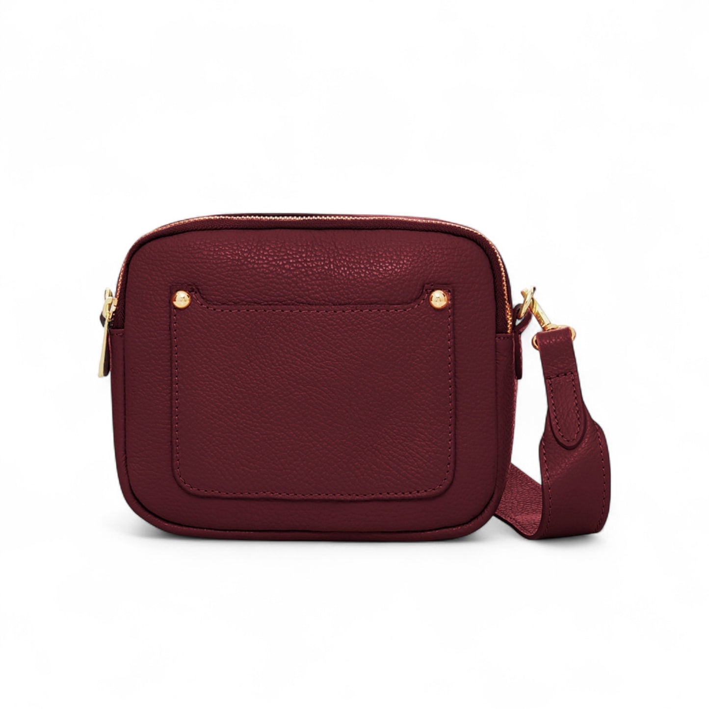 Burgundy Leather Double Zip Bag - Victoria