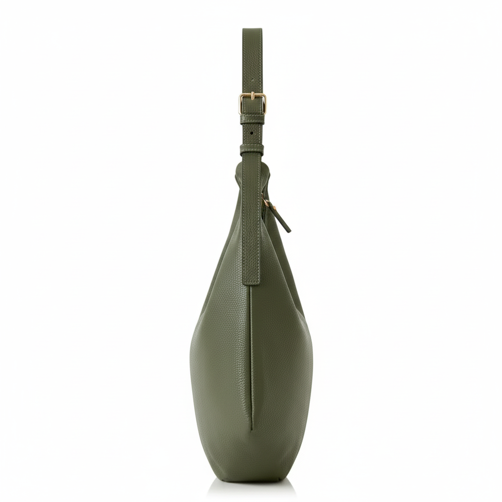 Olive Green Hobo Bag - Side View