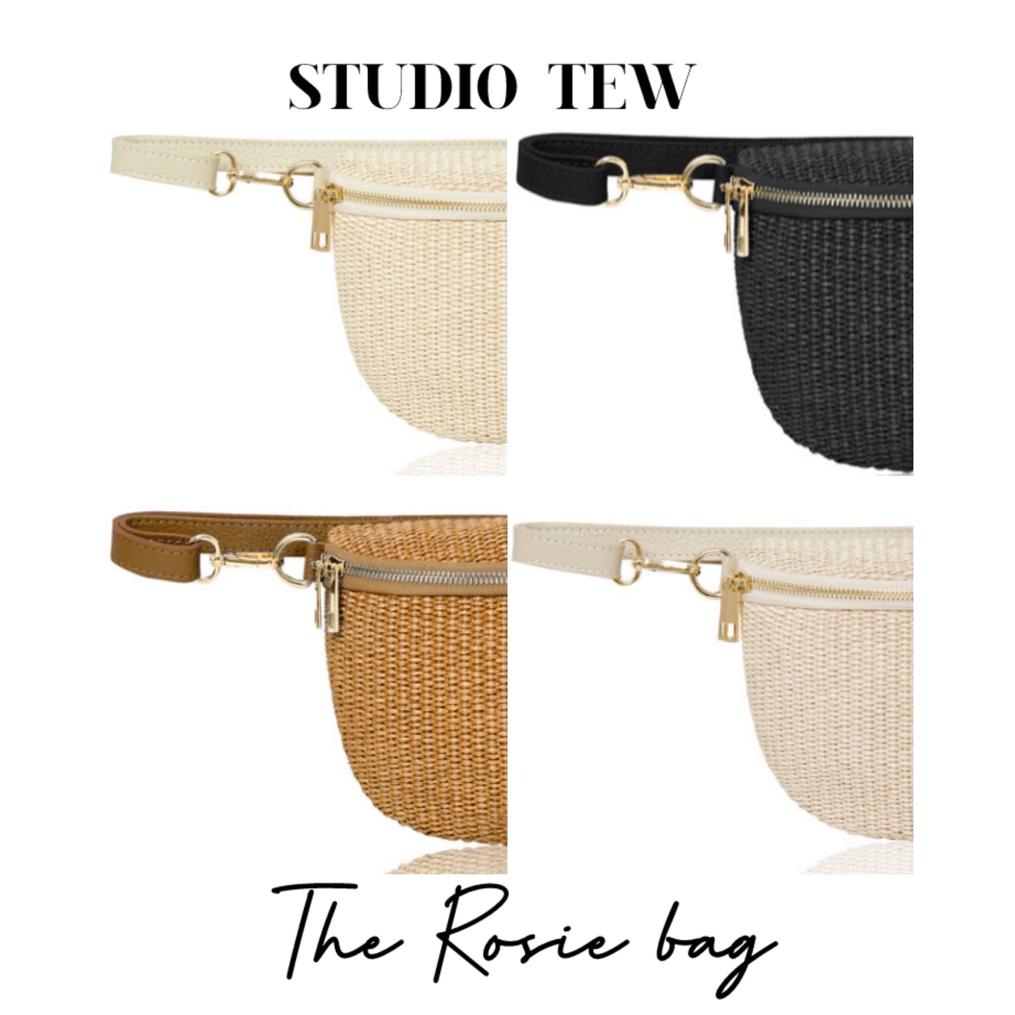 Woven Raffia Bum Bag In Numerous Colours - Rosie STUDIO TEW