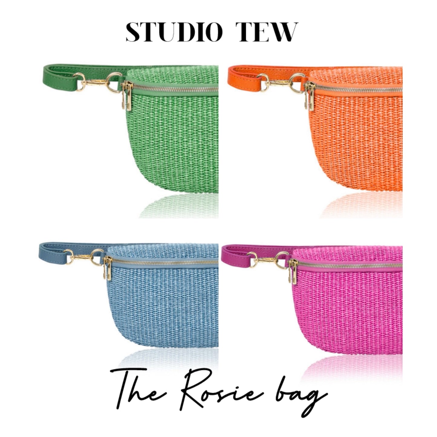 Woven Raffia Bum Bag In Numerous Colours - Rosie STUDIO TEW