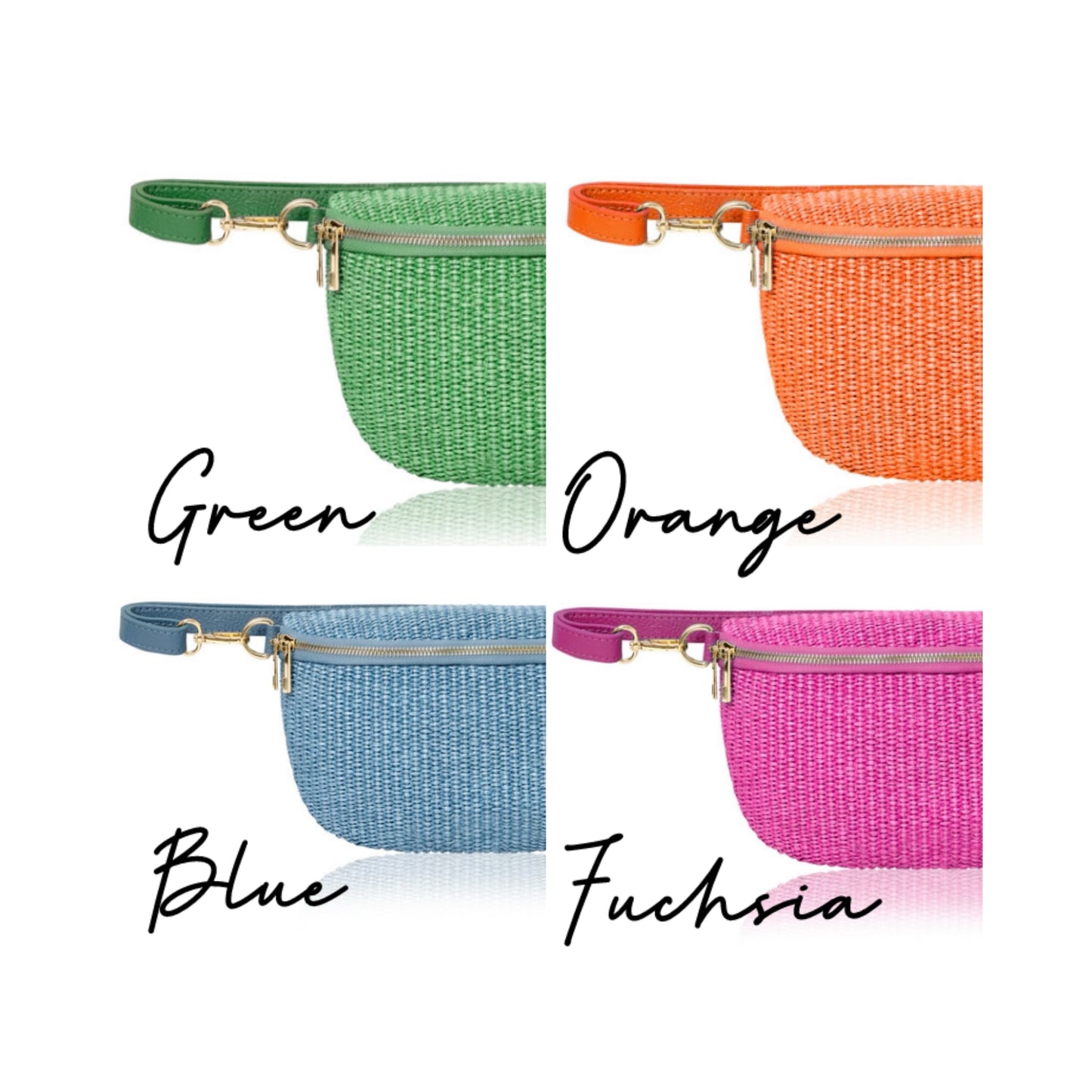 Woven Raffia Bum Bag In Numerous Colours - Rosie STUDIO TEW