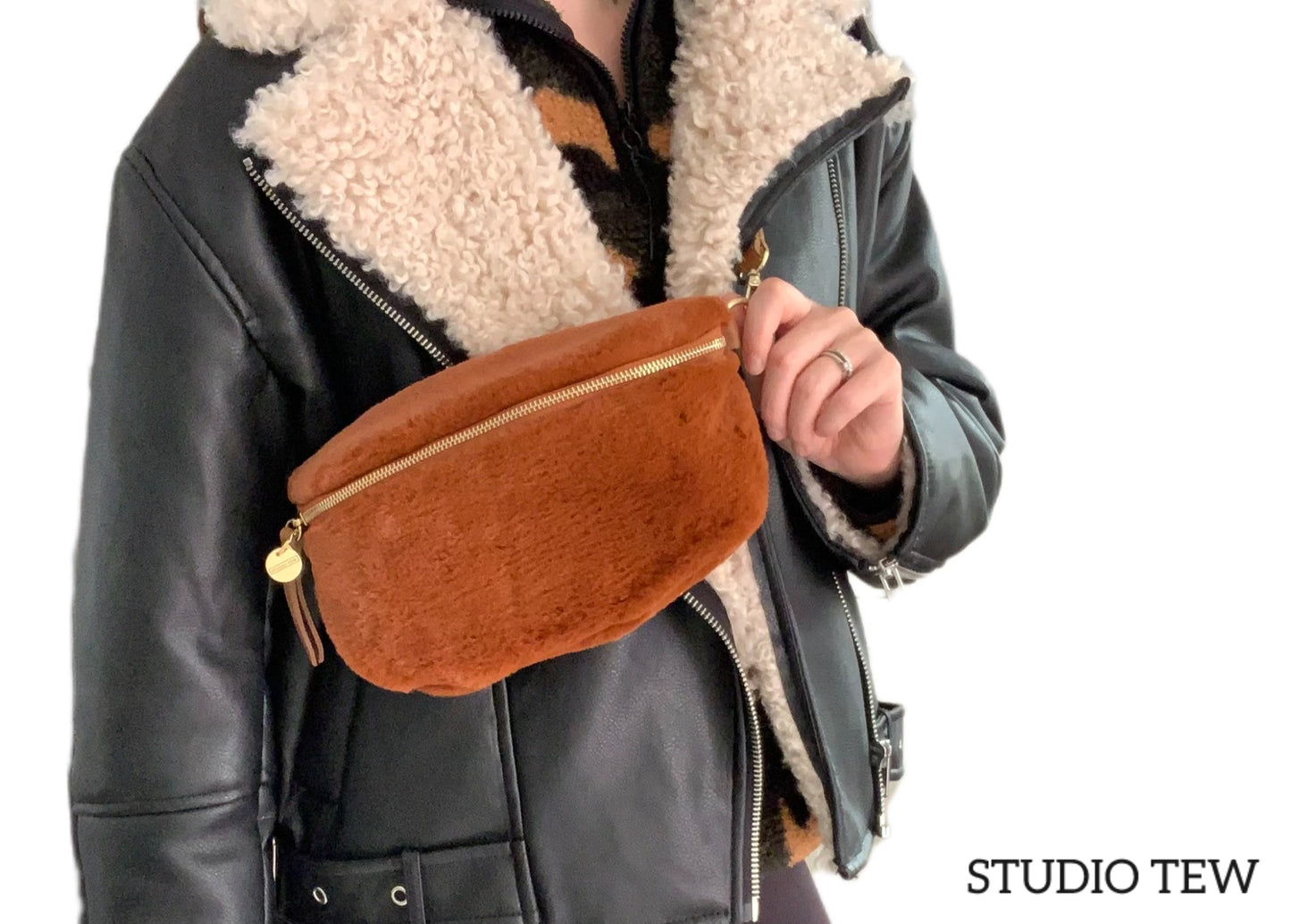 Faux Fur & Leather Sling Bag - The Auttie Bag STUDIO TEW