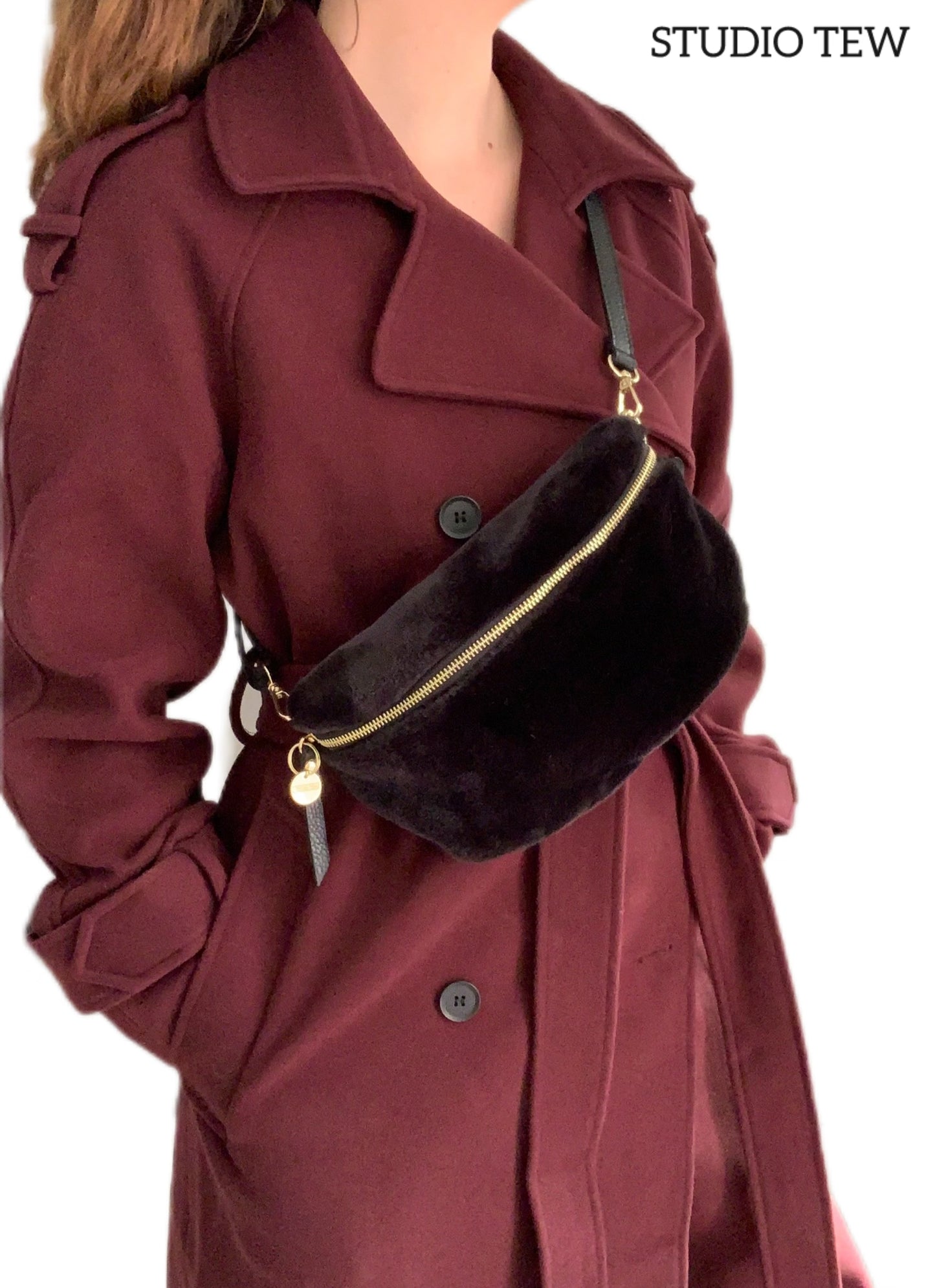 Faux Fur & Leather Sling Bag - The Auttie Bag STUDIO TEW